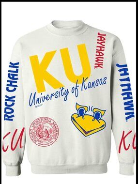 Kansas Jayhawks Throwback Crew Sweatshirt – White | Women’s Large 💙🏀